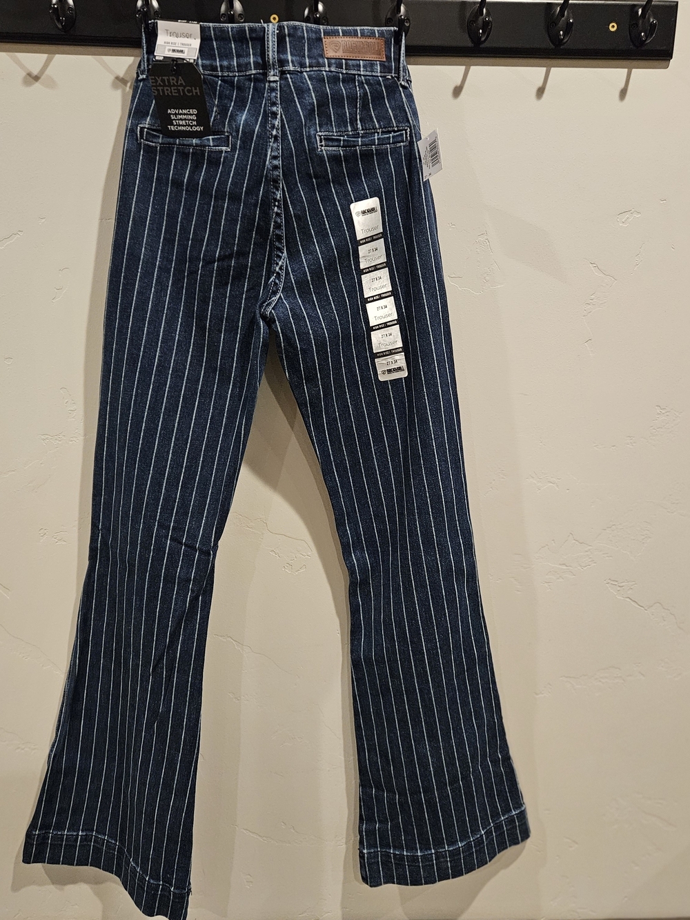 Women’s Pinstripe Flare Jeans - Dark Blue
